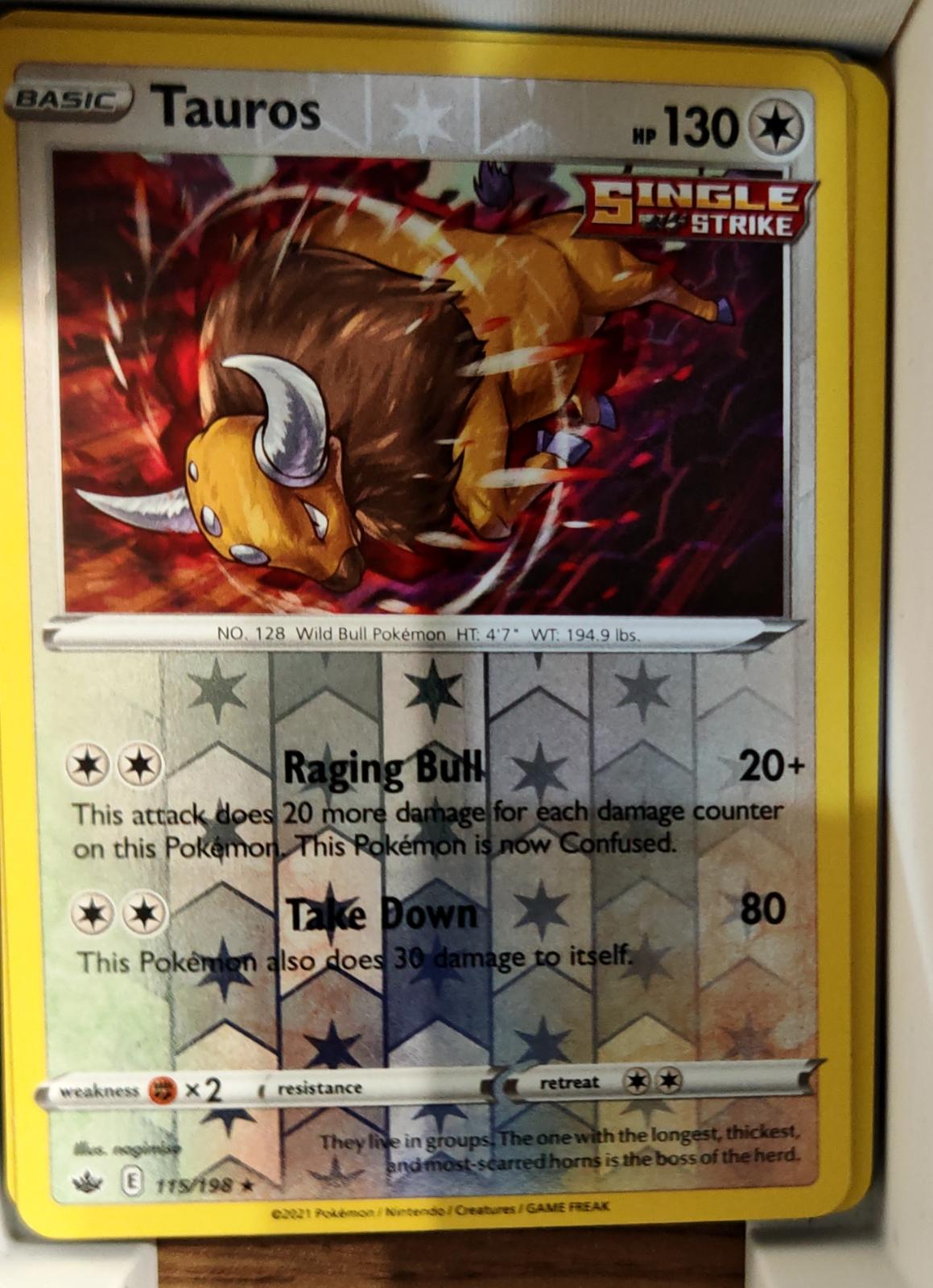 Tauros - 115/198 - Reverse Holo - CHILLING REIGN - Pokemon - Rare | AA72-14