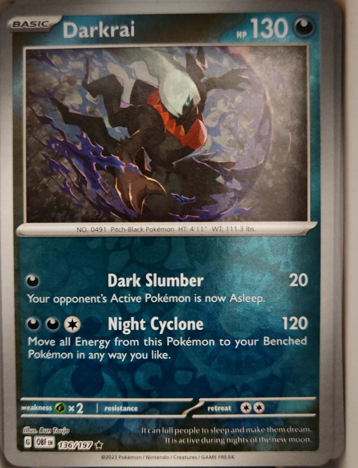 Darkrai - 136/197 - Reverse Holo - OBSIDIAN FLAMES - Pokemon - Rare | AA04-43