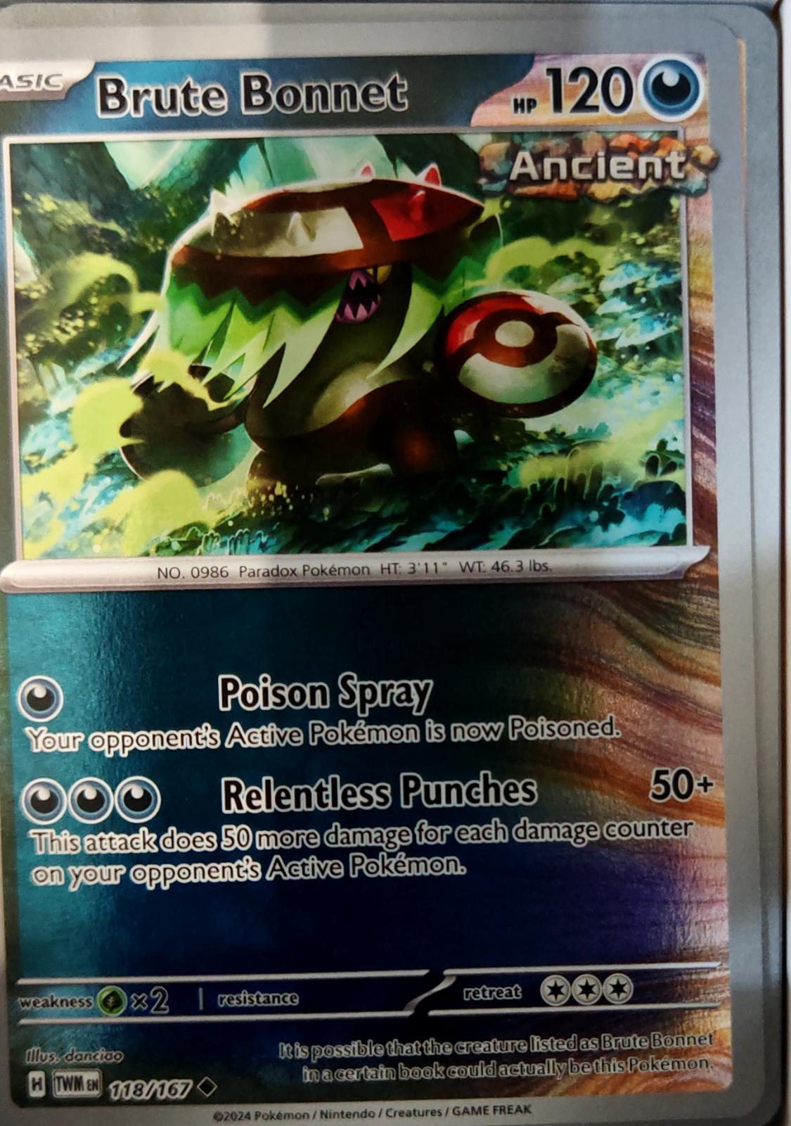 Brute Bonnet - 118/167 - Reverse Holo - TWILIGHT MASQUERADE - Pokemon - | AA75-29