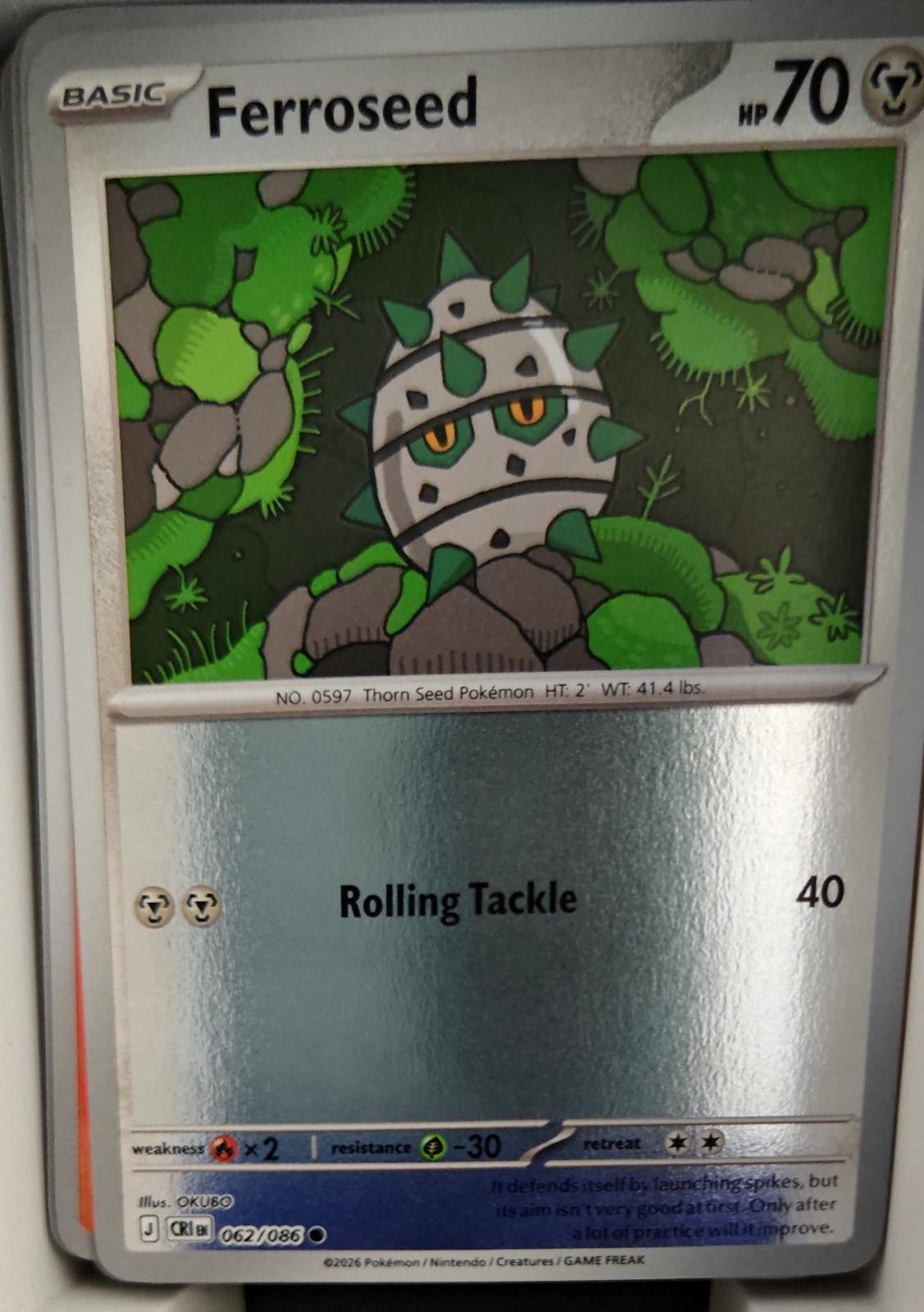 Ferroseed - 062/086 - Reverse Holo - CHAOS RISING - Pokemon - Common | AA31-76