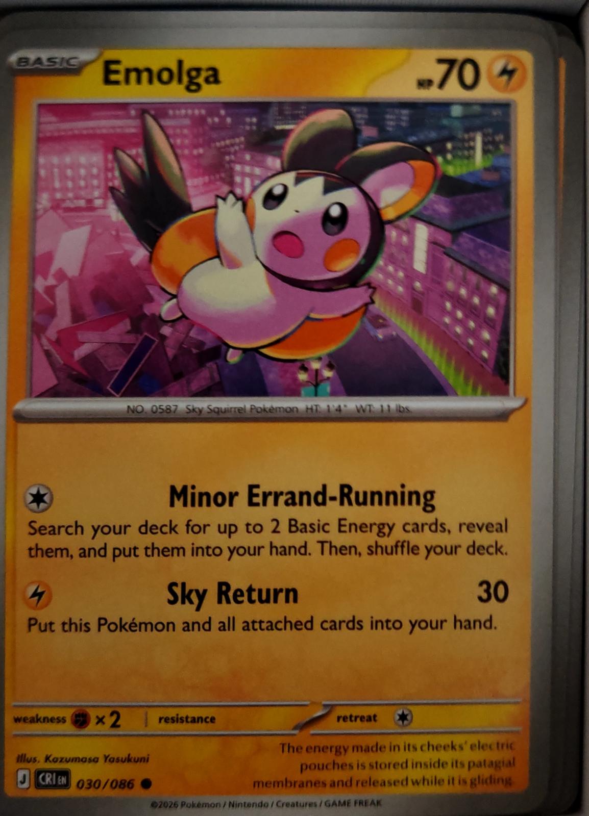 Emolga - 030/086 - - CHAOS RISING - Pokemon - Common | AA43-42