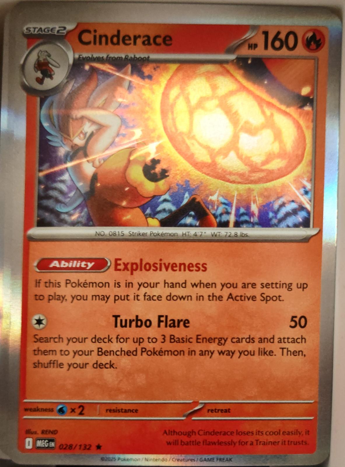 Cinderace - 028/132 - Holo - MEGA EVOLUTION - Pokemon - Rare | AA13-40
