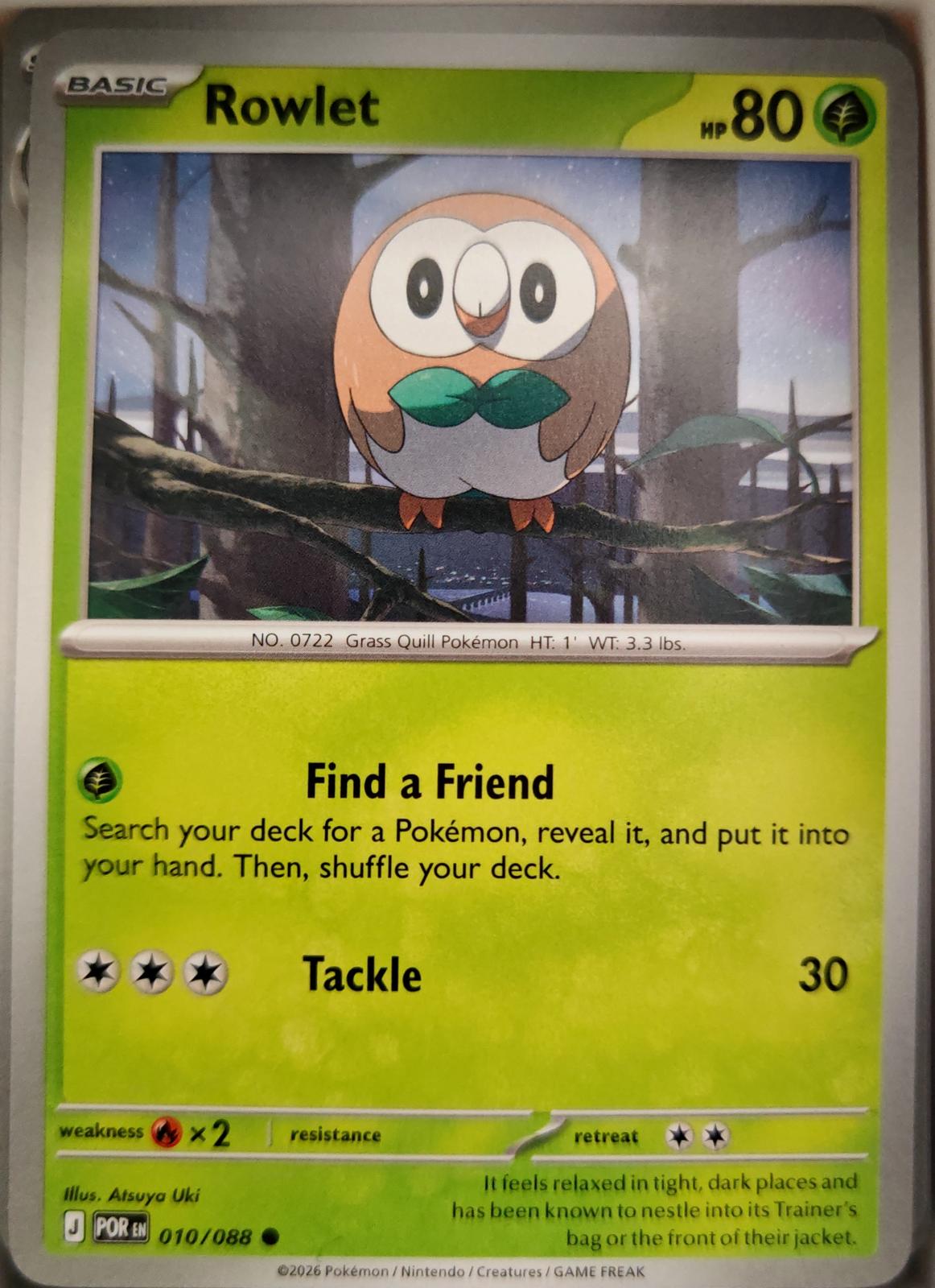 Rowlet - 010/088 - - PERFECT ORDER - Pokemon - Common | AA03-93