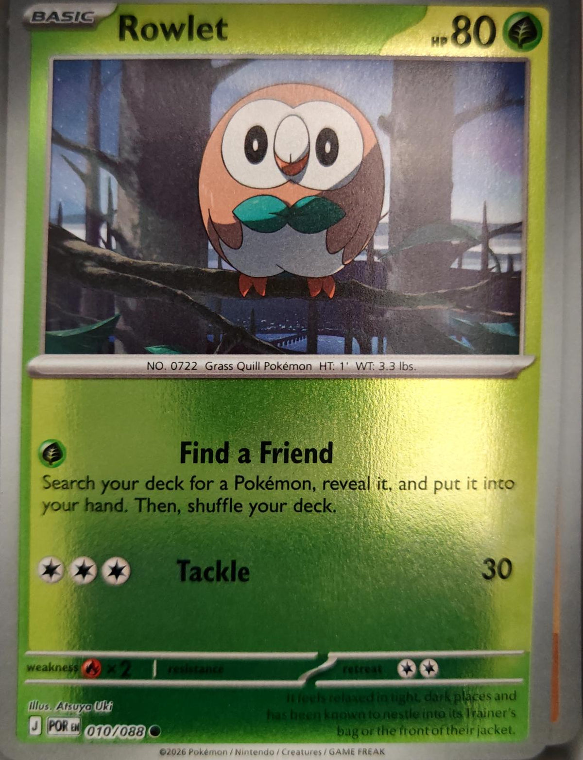 Rowlet - 010/088 - Reverse Holo - PERFECT ORDER - Pokemon - Common | AA04-82
