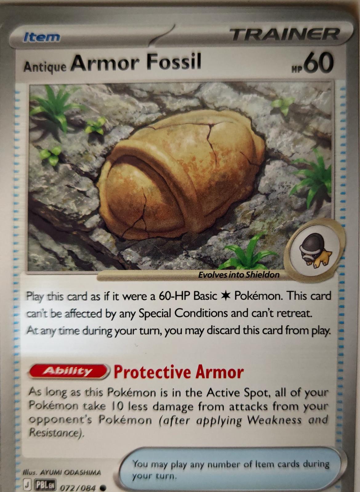 Antique Armor Fossil - 072/084 - - PITCH BLACK - Pokemon - Common | AA15-59