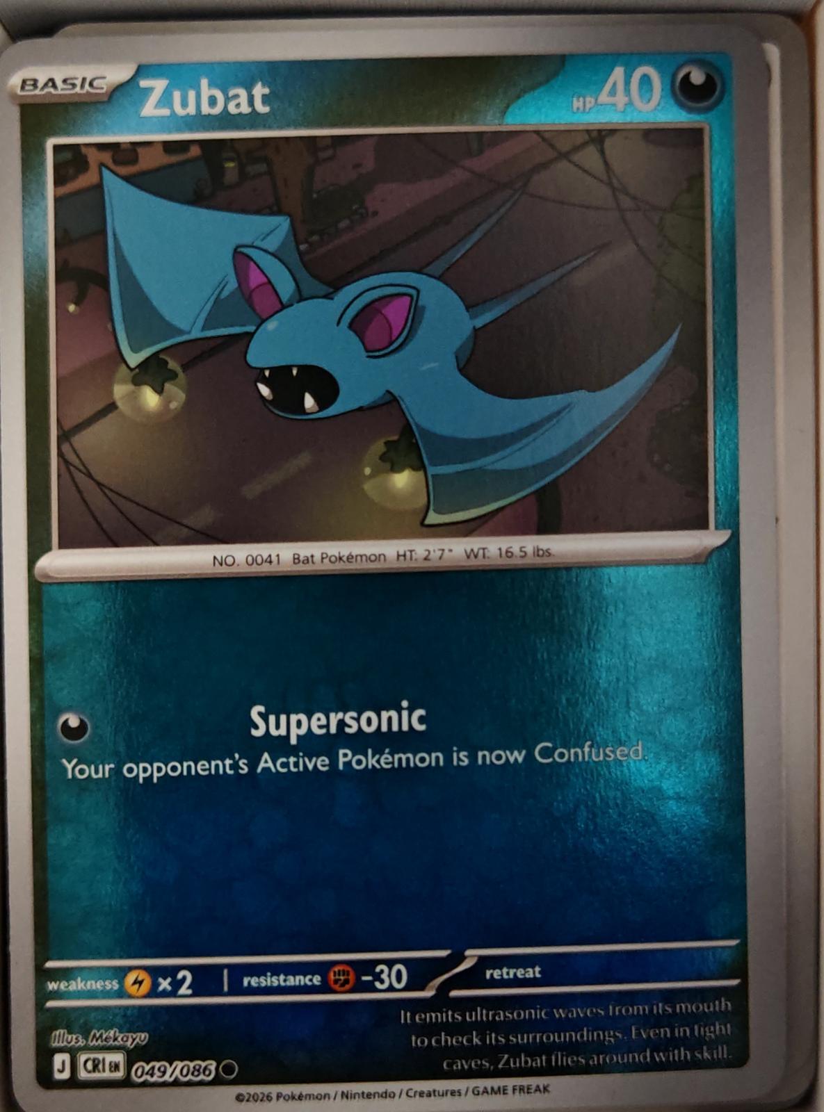 Zubat - 049/086 - Reverse Holo - CHAOS RISING - Pokemon - Common | AA38-50