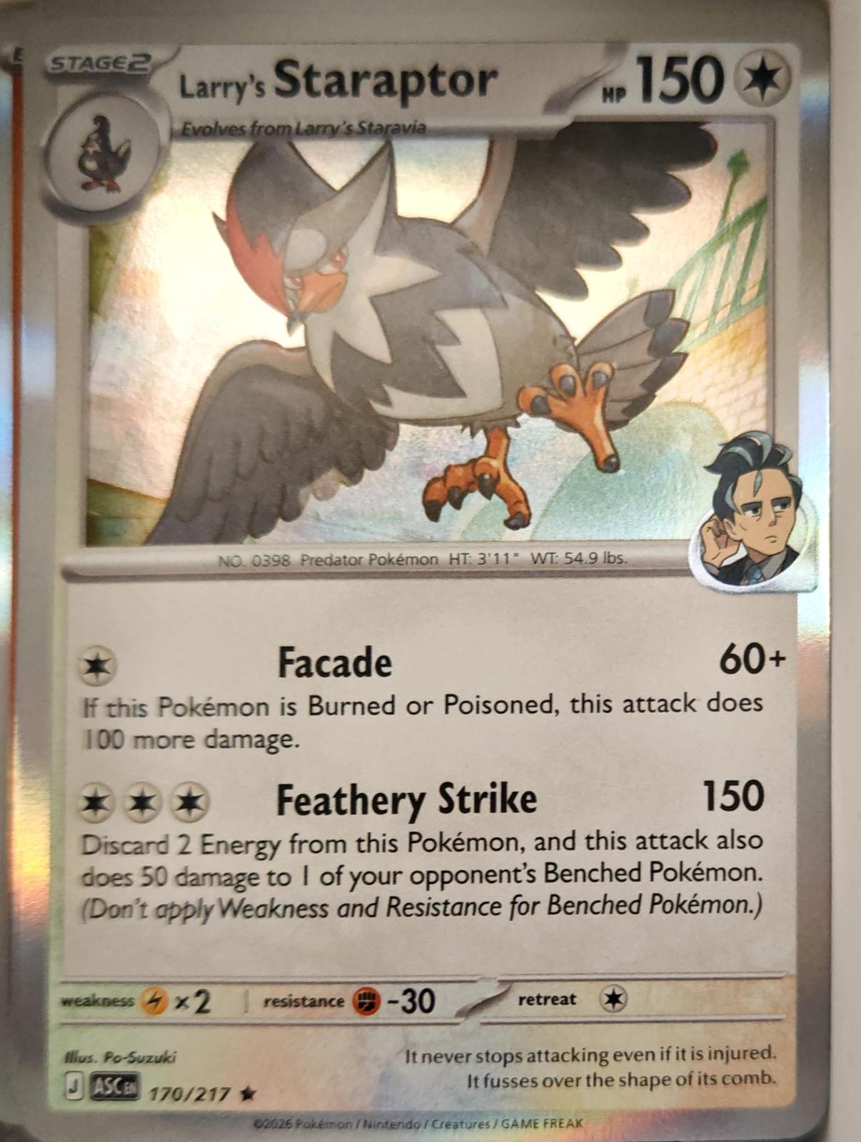 Larry's Staraptor - 170/217 - Holo - ASCENDED HEROES - Pokemon - Rare | AA13-31