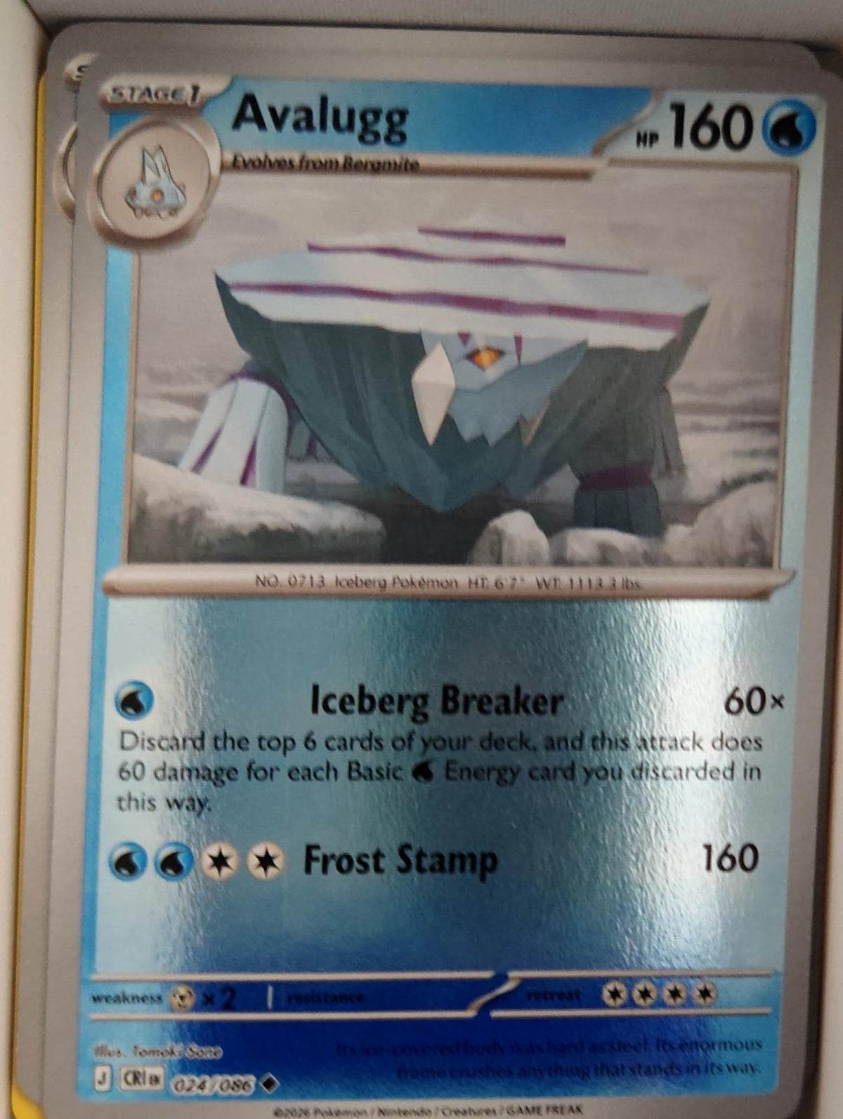 Avalugg - 024/086 - Reverse Holo - CHAOS RISING - Pokemon - Uncommon | AA31-18