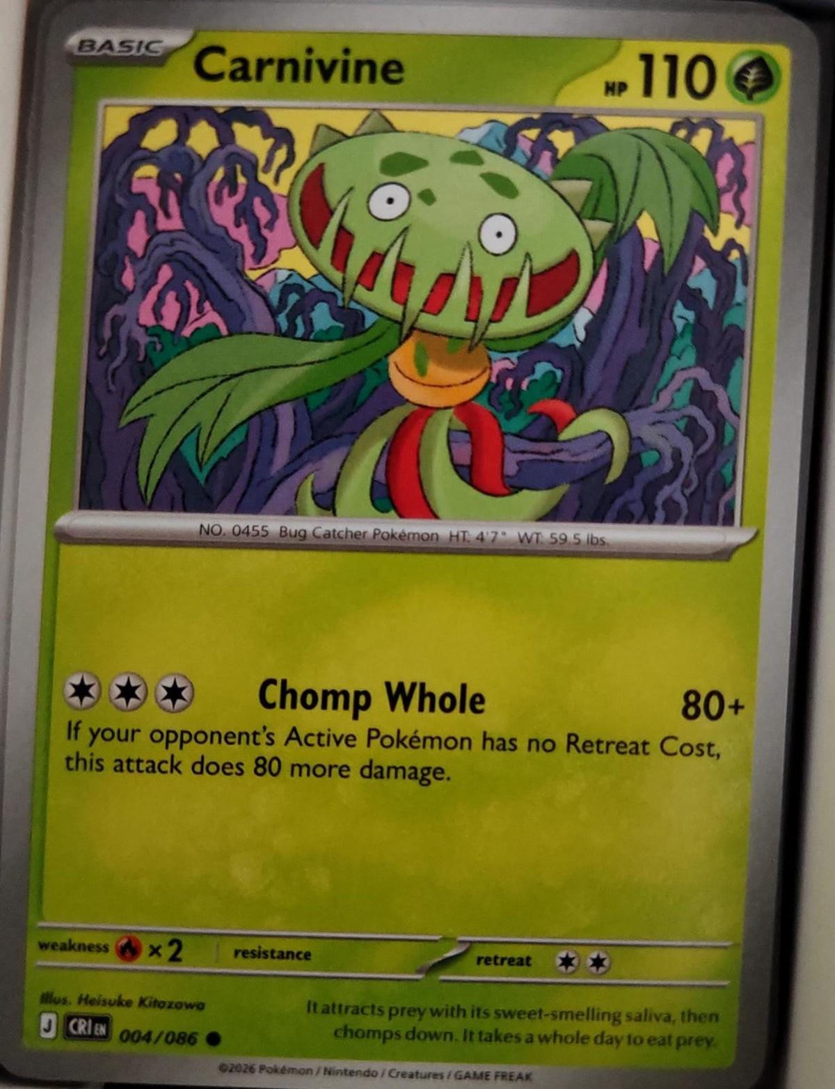 Carnivine - 004/086 - - CHAOS RISING - Pokemon - Common | AA42-27