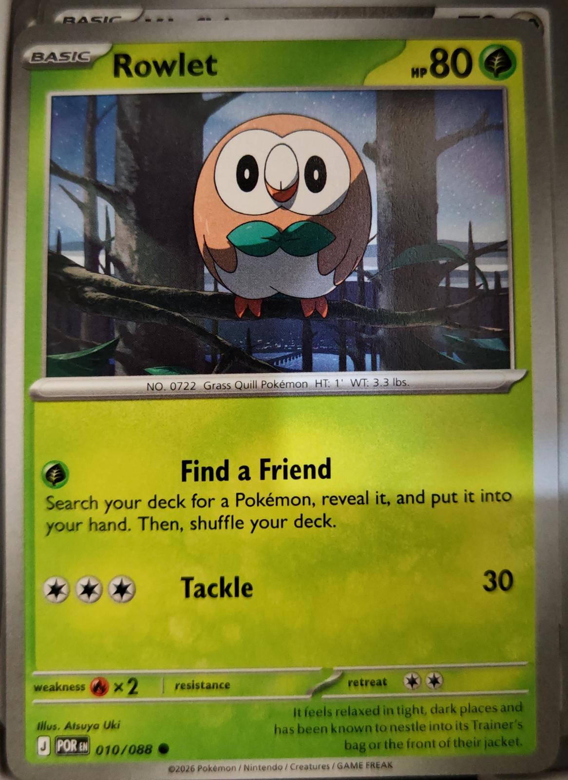 Rowlet - 010/088 - - PERFECT ORDER - Pokemon - Common | AA05-37