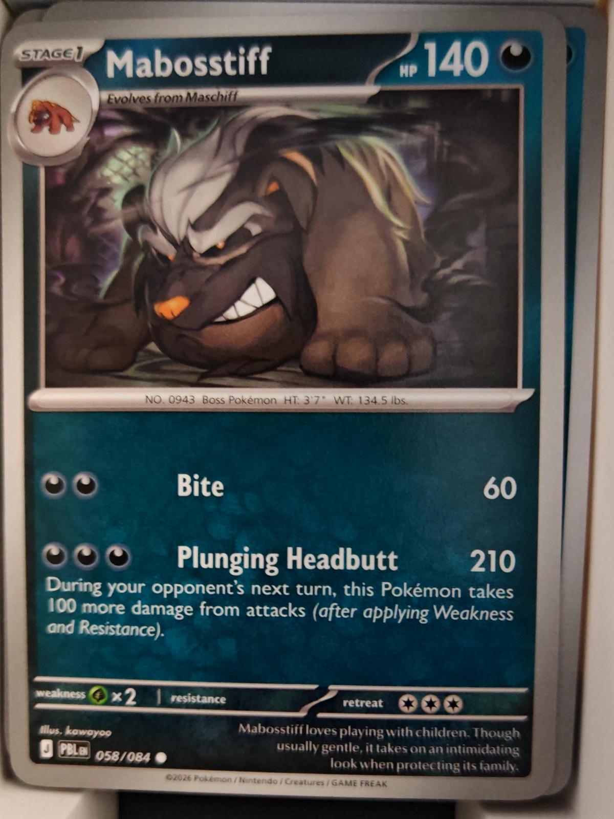 Mabosstiff - 058/084 - - PITCH BLACK - Pokemon - Common | AA32-68