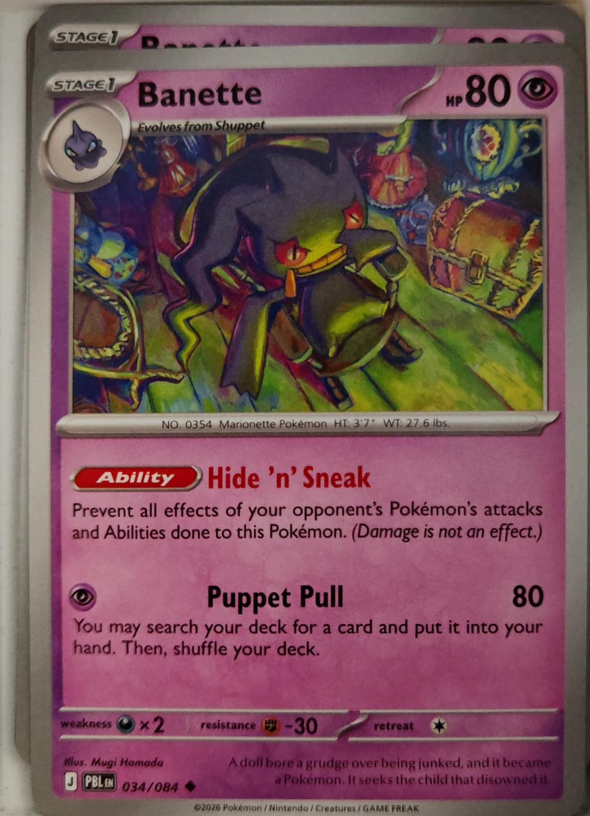 Banette - 034/084 - - PITCH BLACK - Pokemon - Uncommon | AA28-8