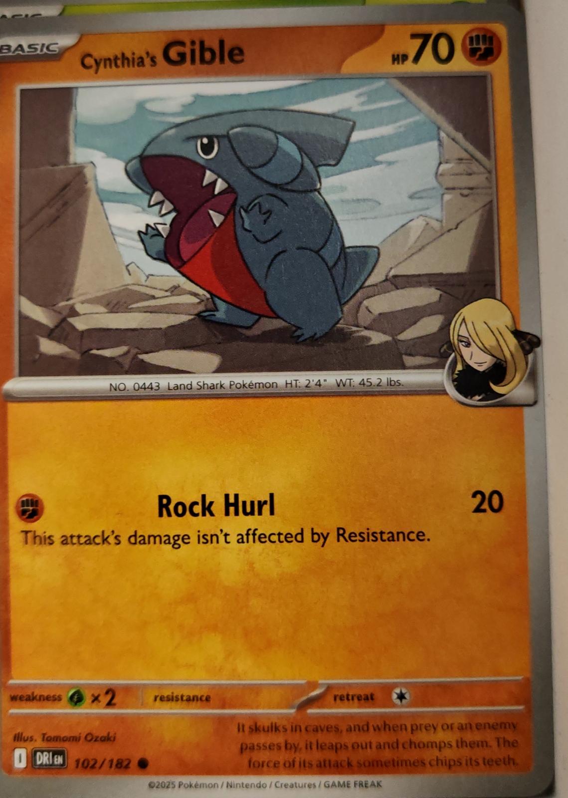 Cynthia's Gible - 102/182 - - DESTINED RIVALS - Pokemon - Common | AA08-31