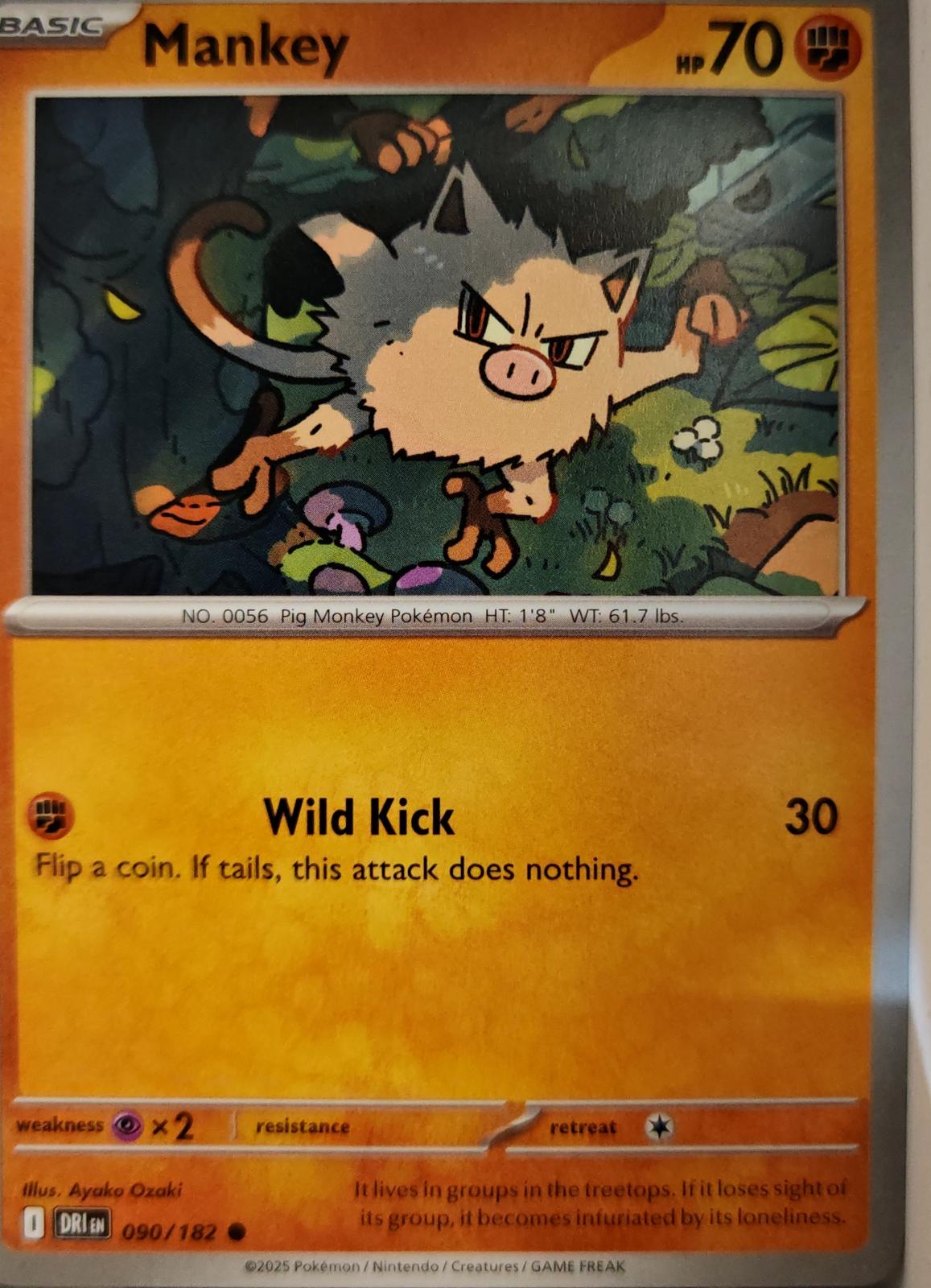 Mankey - 090/182 - - DESTINED RIVALS - Pokemon - Common | AA10-72