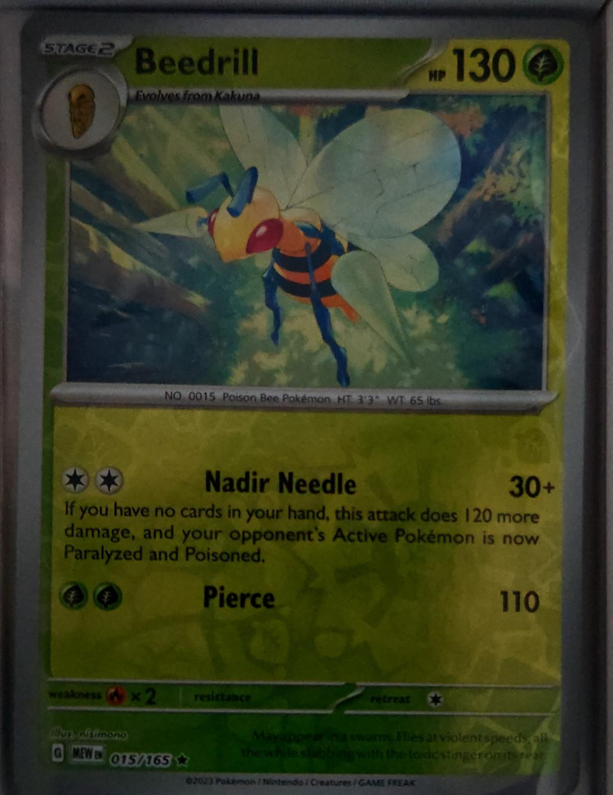 Beedrill - 015/165 - Reverse Holo - 151 - Pokemon - Rare | AA62-4