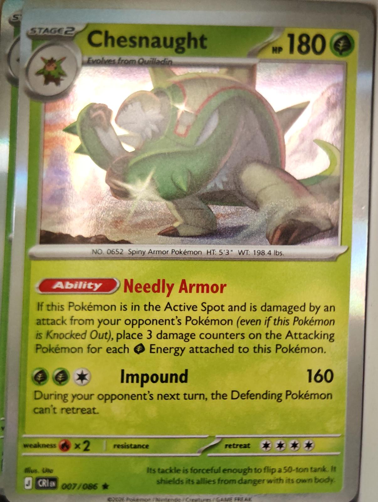 Chesnaught - 007/086 - Holo - CHAOS RISING - Pokemon - Rare | AA13-56