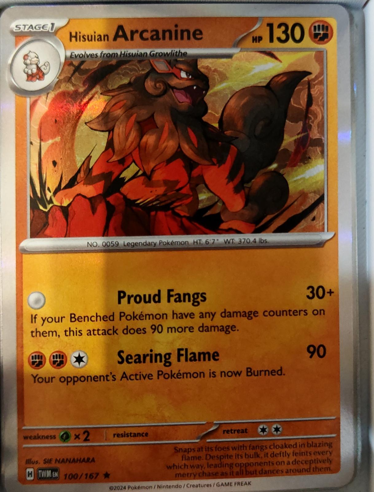 Hisuian Arcanine - 100/167 - Holo - TWILIGHT MASQUERADE - Pokemon - | AA74-9