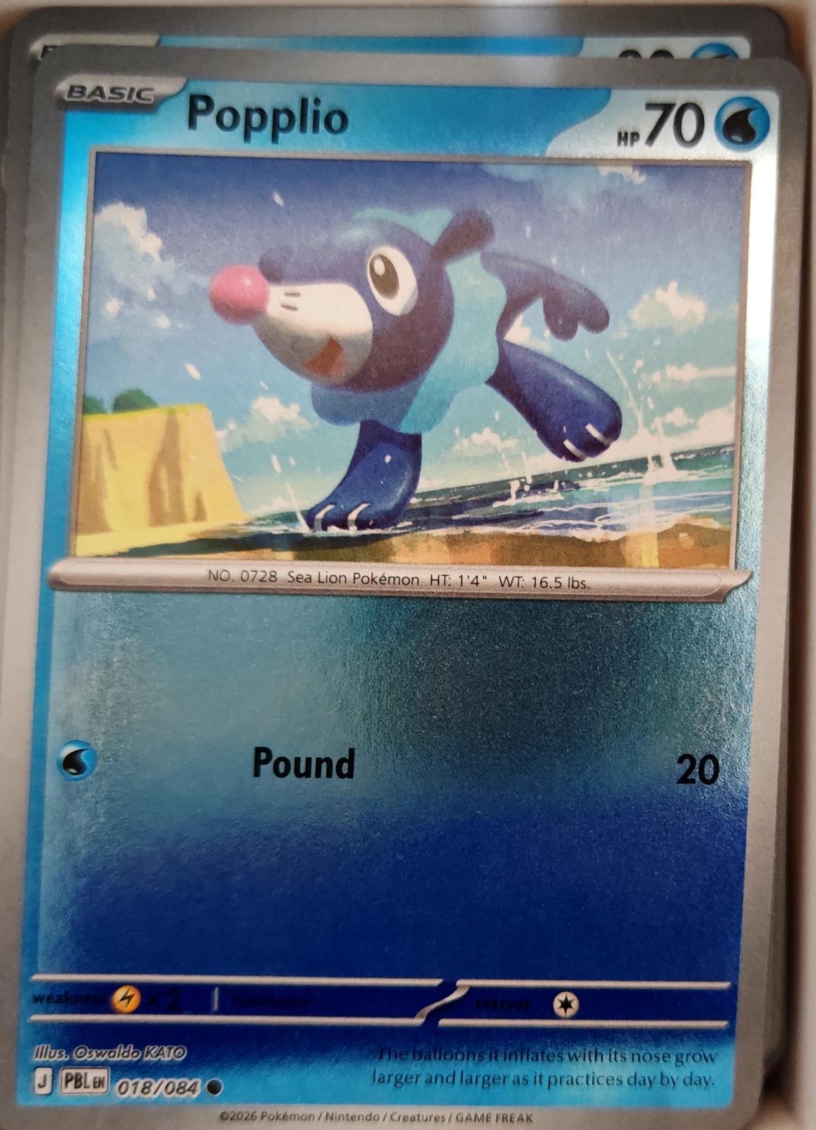 Popplio - 018/084 - Reverse Holo - PITCH BLACK - Pokemon - Common | AA14-61