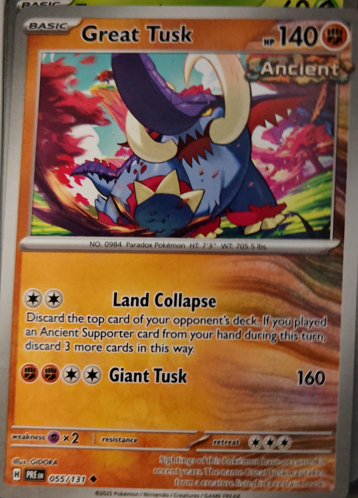 Great Tusk - 055/131 - - PRISMATIC EVOLUTIONS - Pokemon - Uncommon | AA27-37
