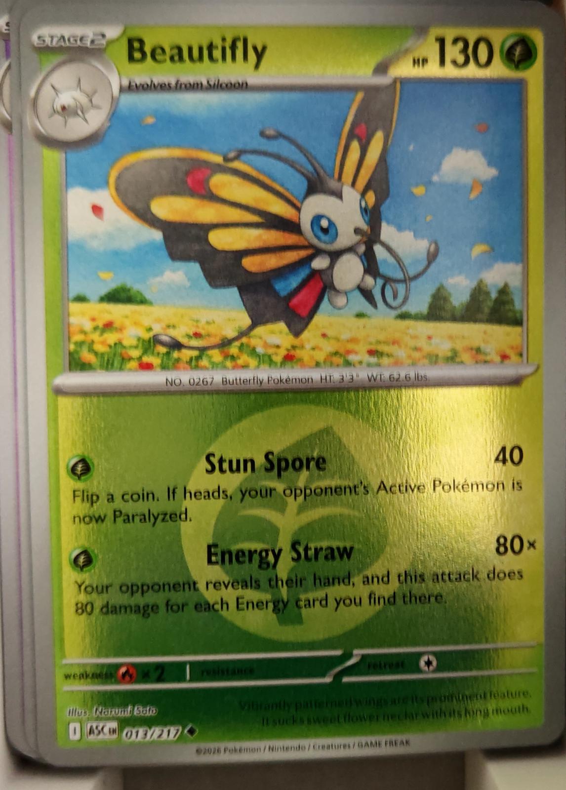 Beautifly (Energy Symbol Pattern) - 013/217 - Reverse Holo - ASCENDED HEROES - Pokemon - | AA38-56