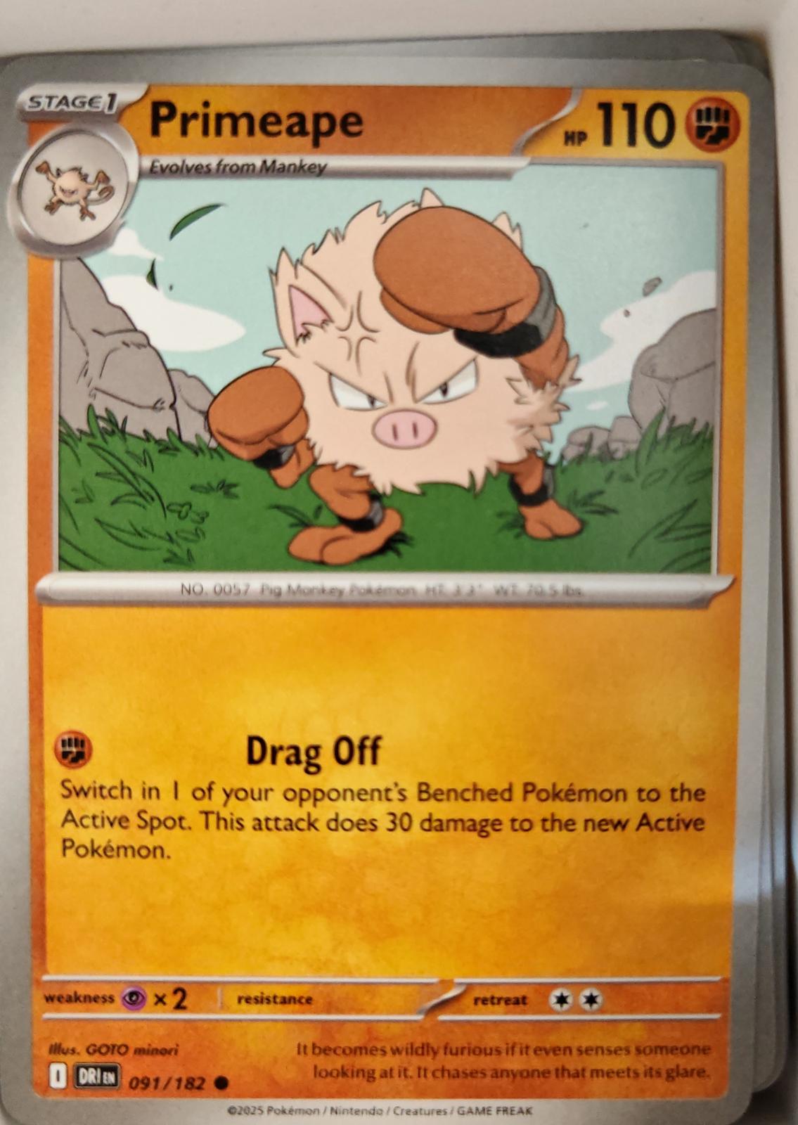 Primeape - 091/182 - - DESTINED RIVALS - Pokemon - Common | AA10-78
