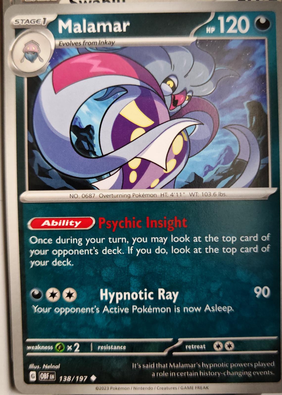 Malamar - 138/197 - - OBSIDIAN FLAMES - Pokemon - Uncommon | AA05-98