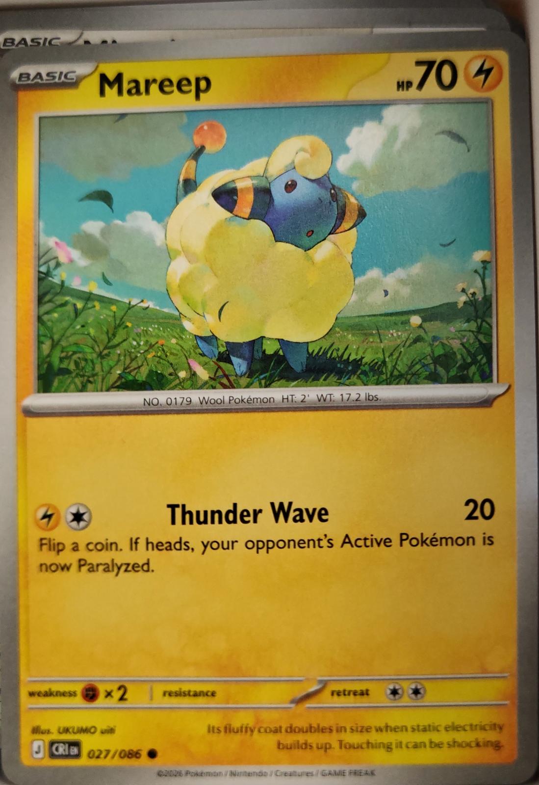 Mareep - 027/086 - - CHAOS RISING - Pokemon - Common | AA09-58