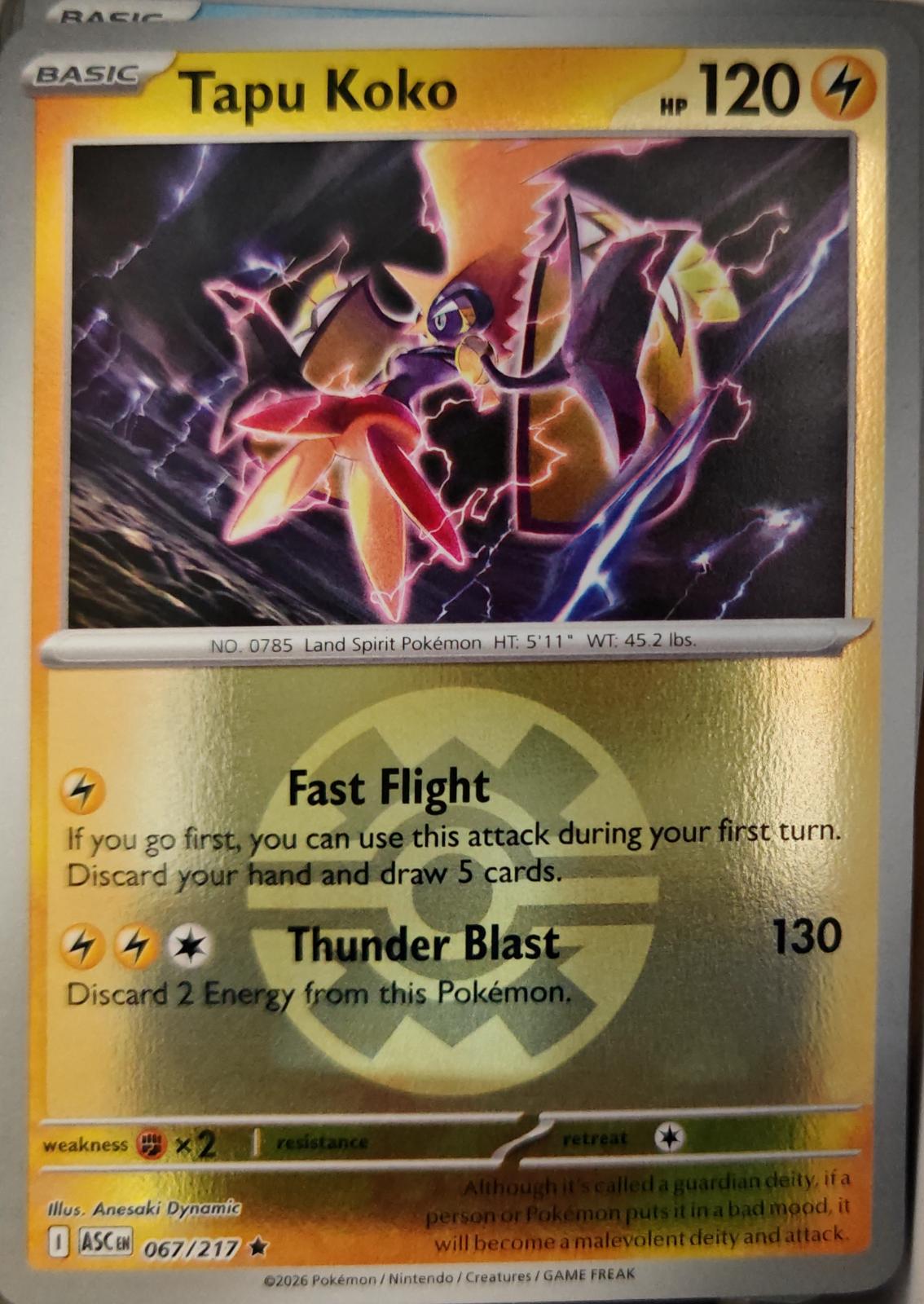 Tapu Koko (Quick Ball) - 067/217 - Reverse Holo - ASCENDED HEROES - Pokemon - | AA19-83
