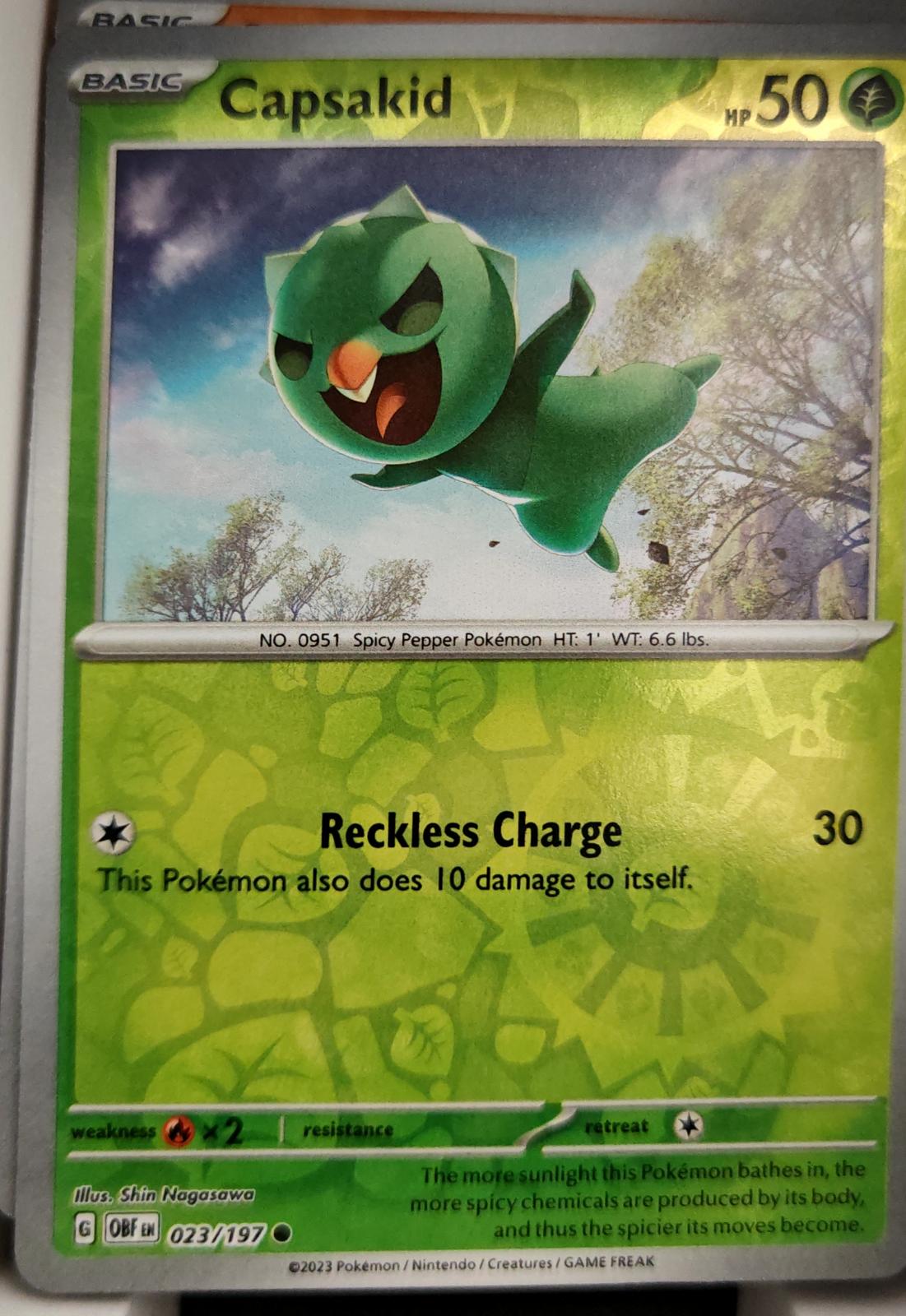 Capsakid - 023/197 - Reverse Holo - OBSIDIAN FLAMES - Pokemon - Common | AA04-60