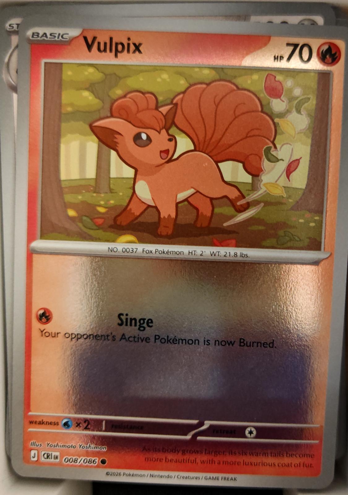 Vulpix - 008/086 - Reverse Holo - CHAOS RISING - Pokemon - Common | AA19-80