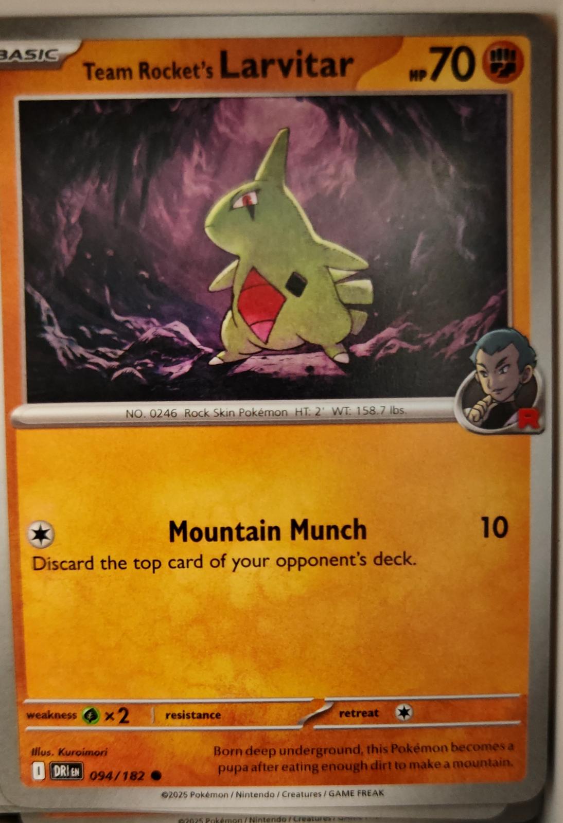 Team Rocket's Larvitar - 094/182 - - DESTINED RIVALS - Pokemon - | AA12-74