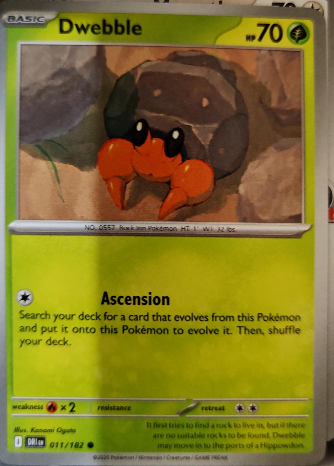 Dwebble - 011/182 - - DESTINED RIVALS - Pokemon - Common | AA07-66
