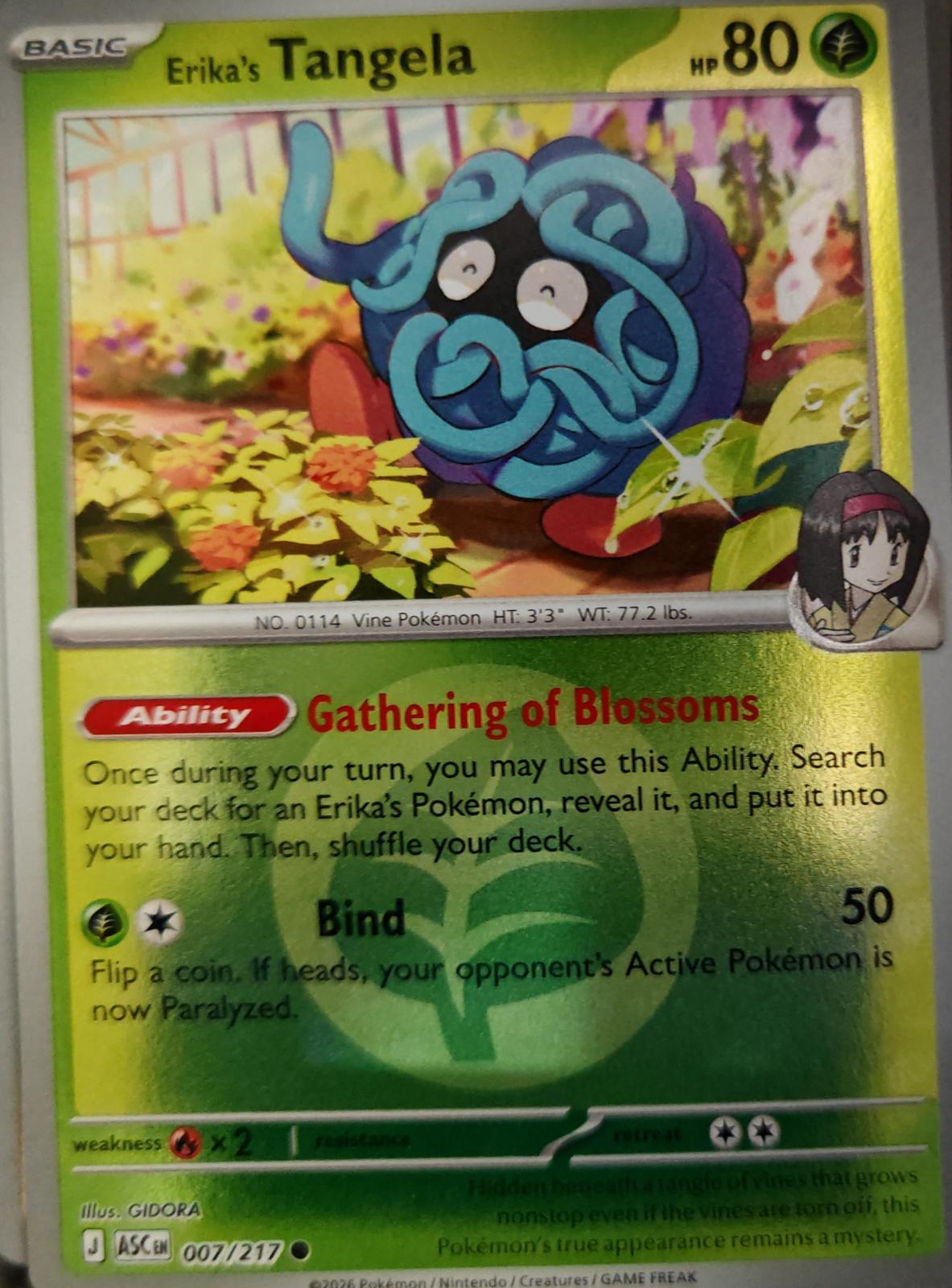 Erika's Tangela (Energy Symbol Pattern) - 007/217 - Reverse Holo - ASCENDED HEROES - Pokemon - | AA19-84