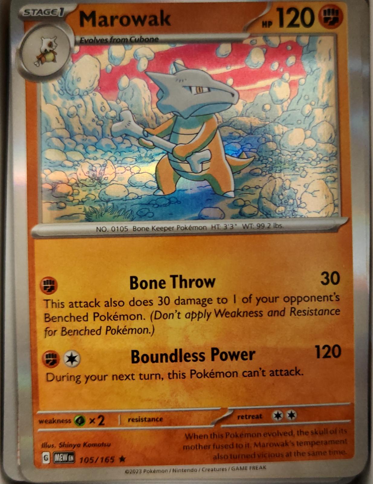 Marowak - 105/165 - Holo - 151 - Pokemon - Rare | AA20-60