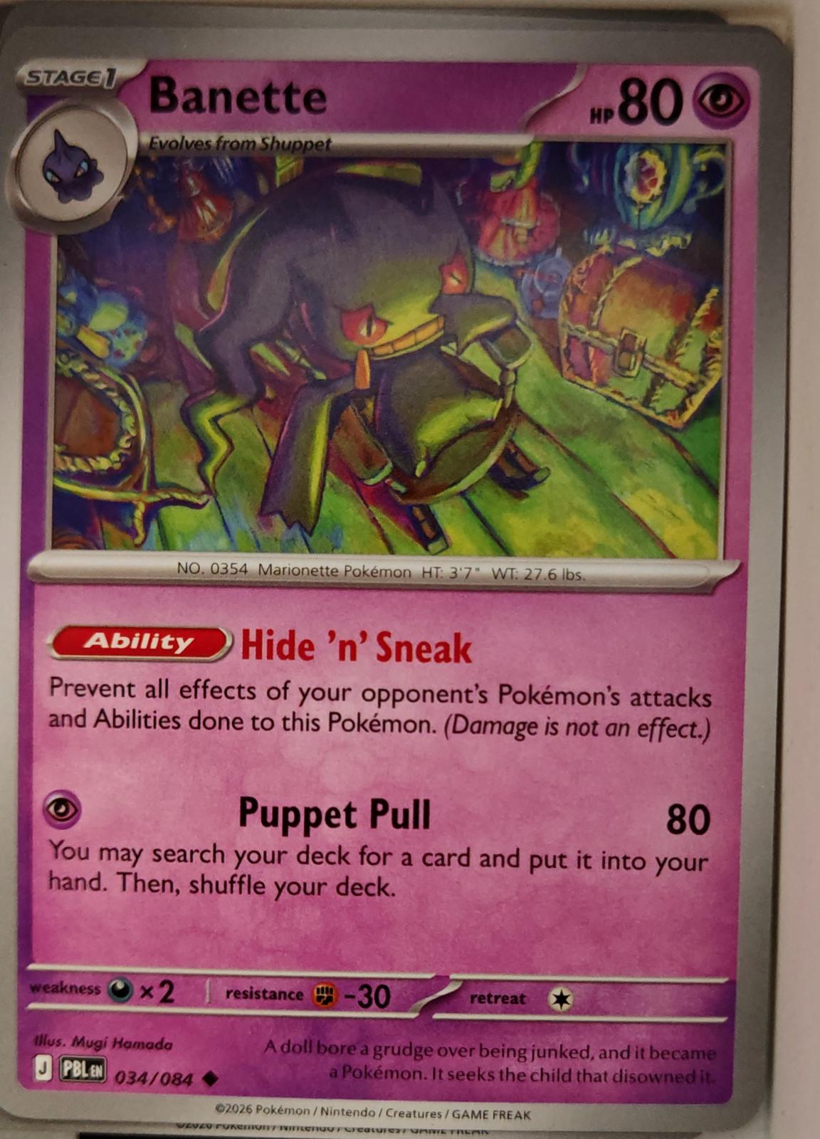 Banette - 034/084 - - PITCH BLACK - Pokemon - Uncommon | AA16-8