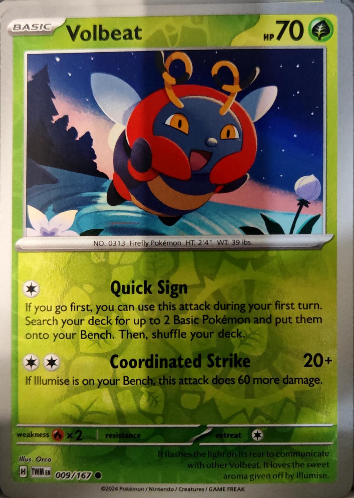Volbeat - 009/167 - Reverse Holo - TWILIGHT MASQUERADE - Pokemon - | AA75-40