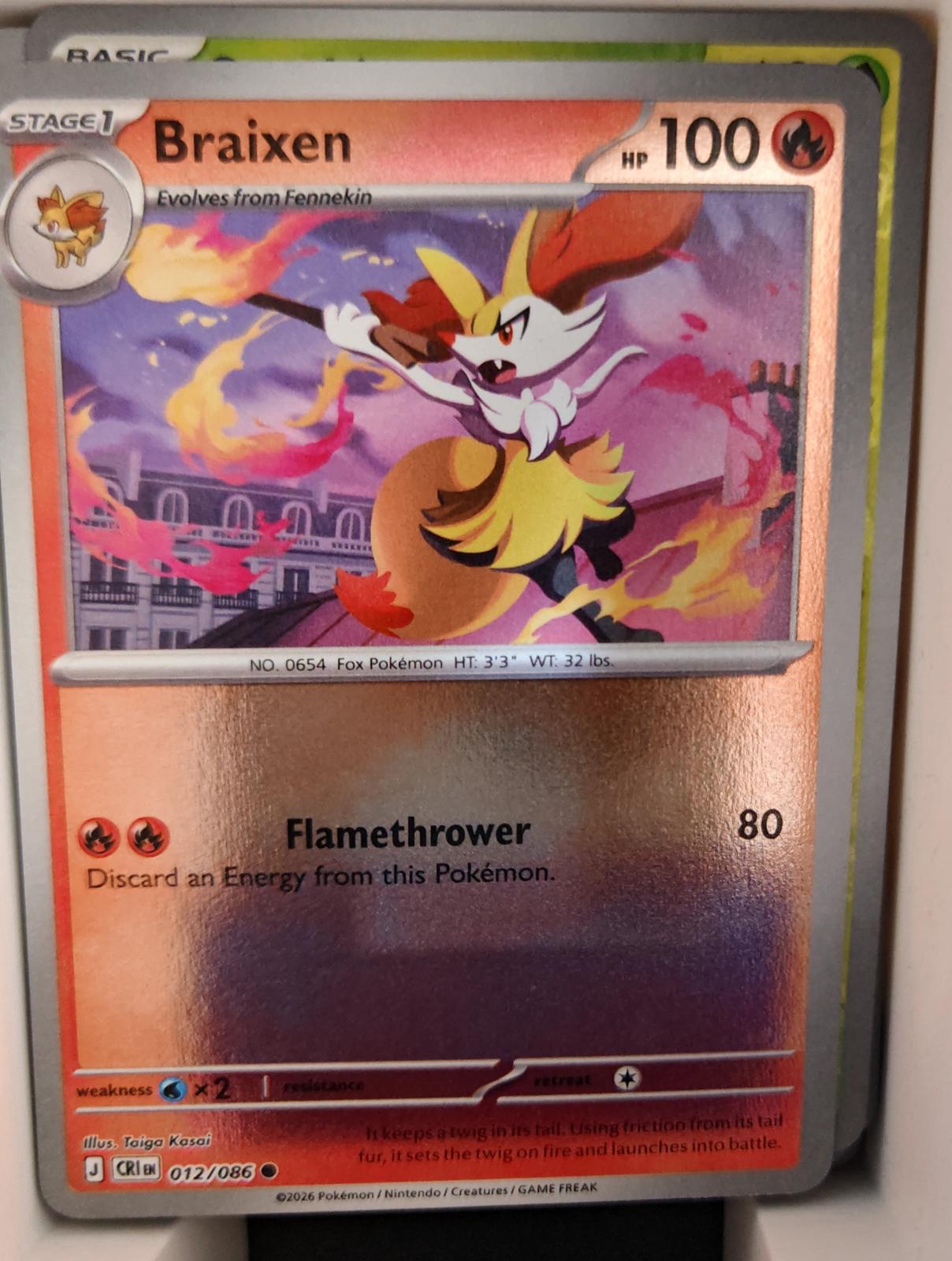 Braixen - 012/086 - Reverse Holo - CHAOS RISING - Pokemon - Common | AA18-71