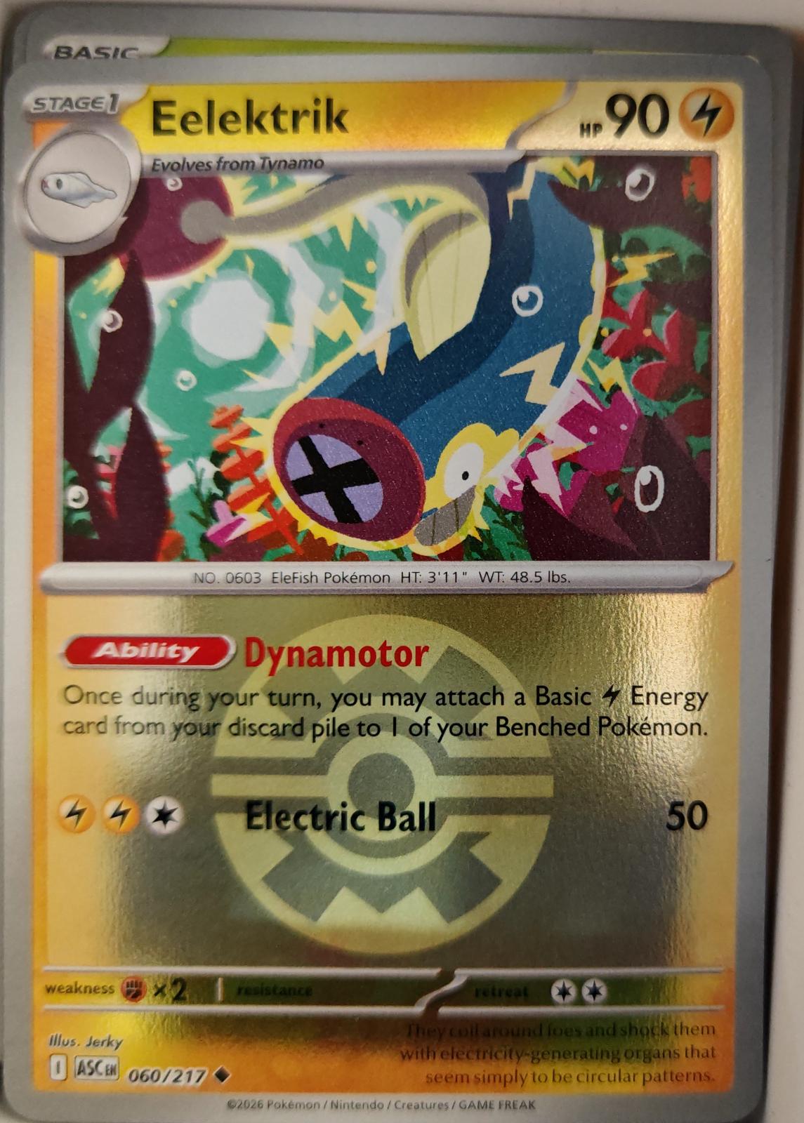 Eelektrik (Quick Ball) - 060/217 - Reverse Holo - ASCENDED HEROES - Pokemon - | AA19-85