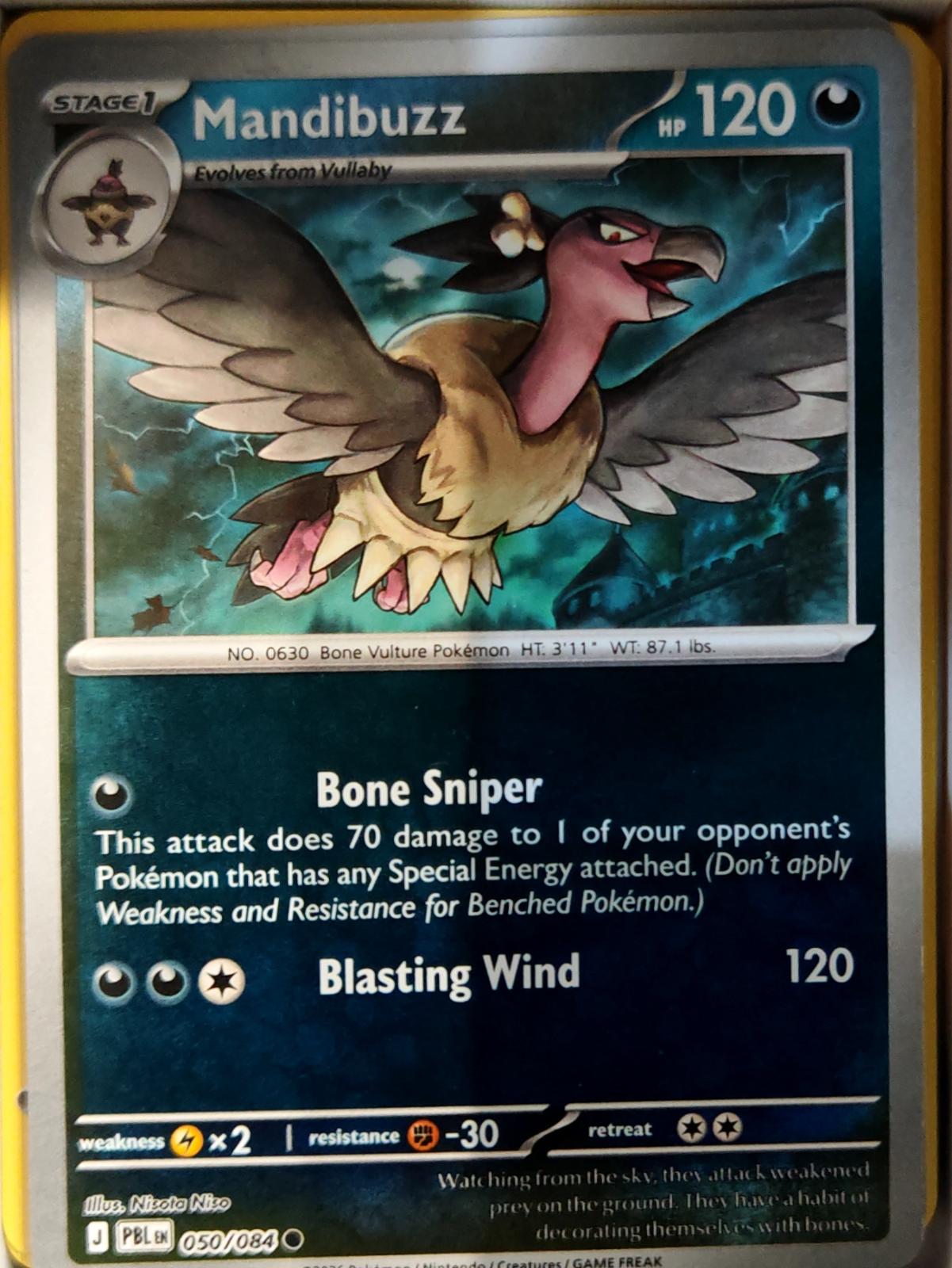 Mandibuzz - 050/084 - Reverse Holo - PITCH BLACK - Pokemon - Common | AA72-20