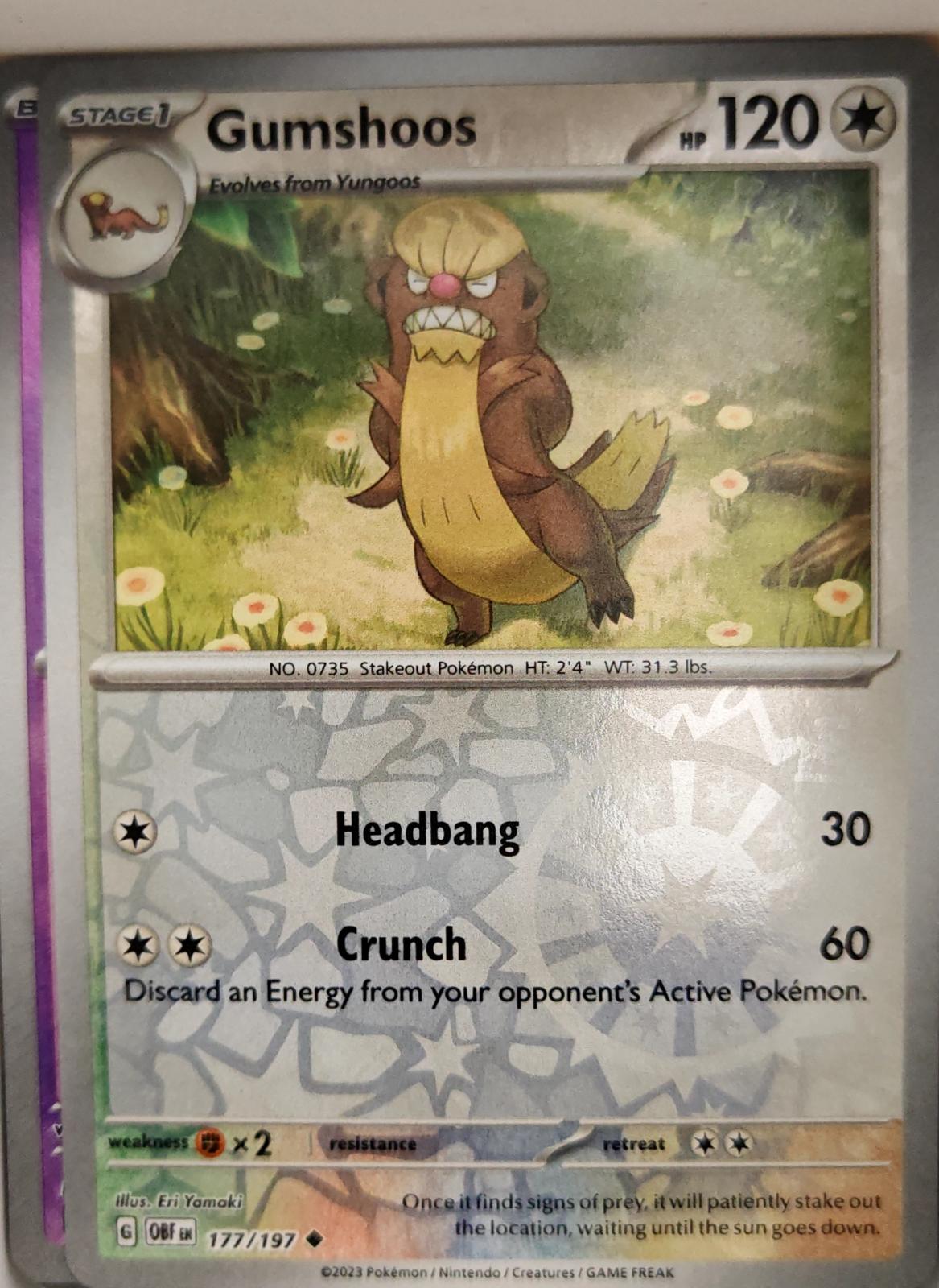 Gumshoos - 177/197 - Reverse Holo - OBSIDIAN FLAMES - Pokemon - | AA04-24