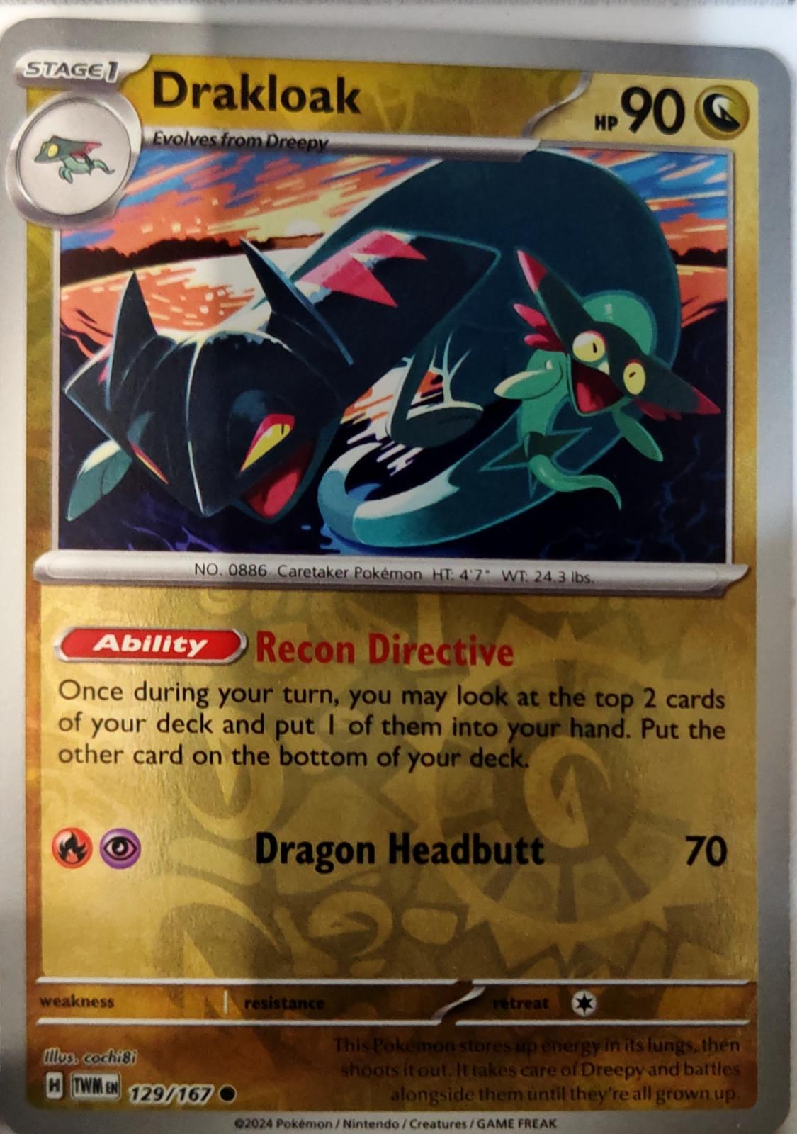 Drakloak - 129/167 - Reverse Holo - TWILIGHT MASQUERADE - Pokemon - | AA75-1