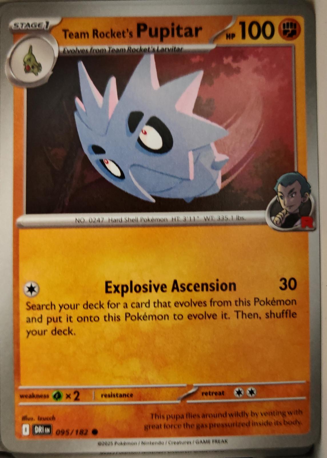 Team Rocket's Pupitar - 095/182 - - DESTINED RIVALS - Pokemon - Common | AA12-60