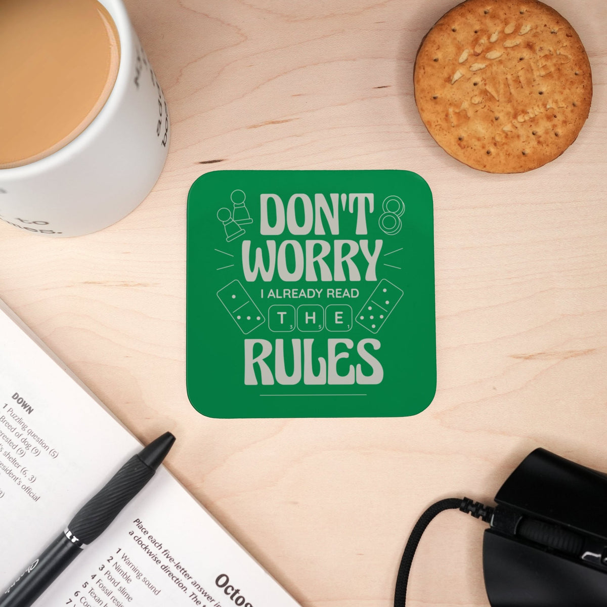 Coaster - Board Game Rules Mug Coaster Board Game Tabletop Gaming Gifts Accessories, RPG D&D Dice