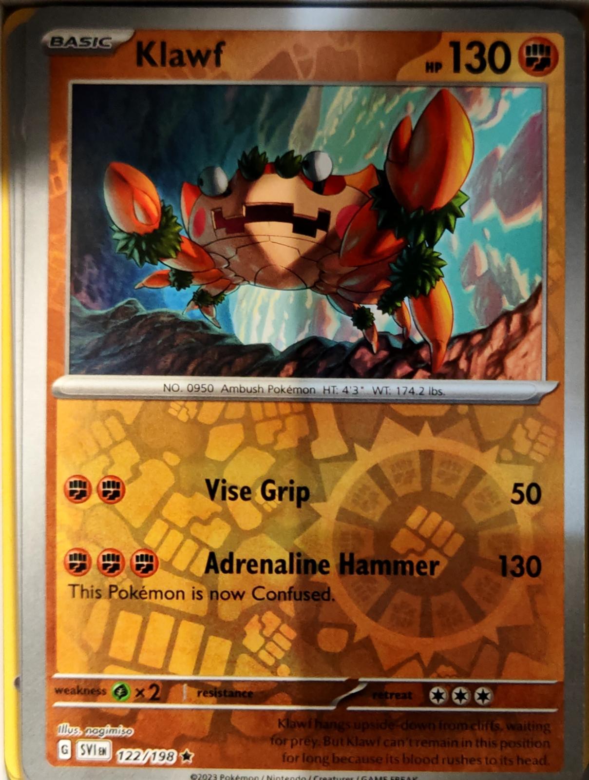 Klawf - 122/198 - Reverse Holo - SCARLET & VIOLET - Pokemon - Rare | AA72-21