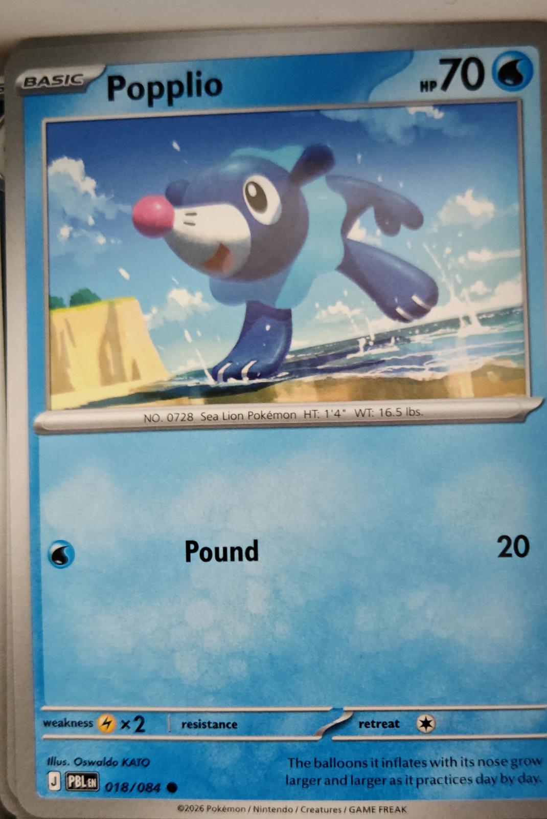 Popplio - 018/084 - - PITCH BLACK - Pokemon - Common | AA16-86