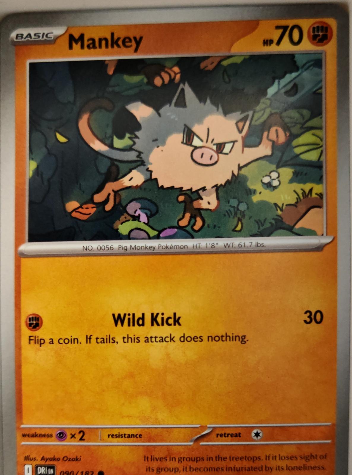 Mankey - 090/182 - - DESTINED RIVALS - Pokemon - Common | AA12-68