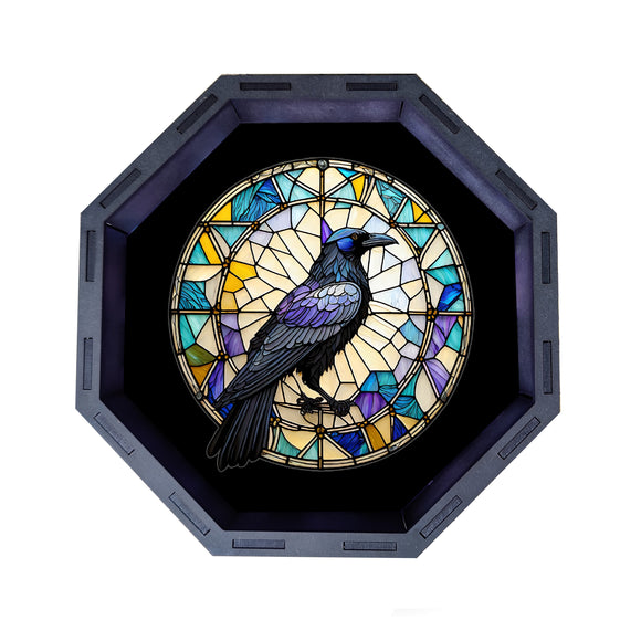 Dice Tray- Stained Glass Raven Board Game Accessories, Tabletop Gaming Gifts, RPG Dnd Dice
