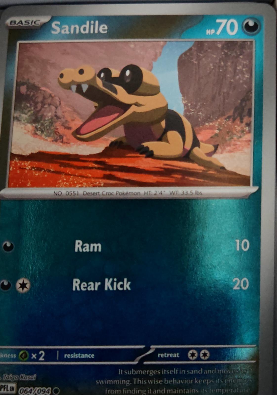Sandile - 064/094 - Reverse Holo - PHANTASMAL FLAMES - Pokemon - | AA56-30