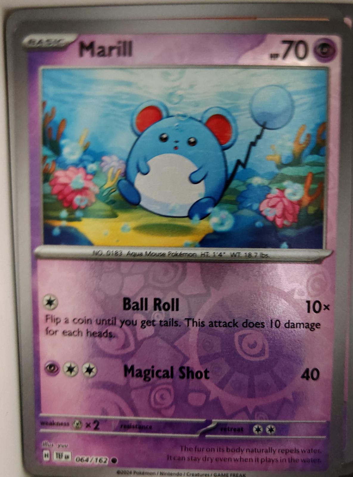 Marill - 064/162 - Reverse Holo - TEMPORAL FORCES - Pokemon - Common | AA26-49