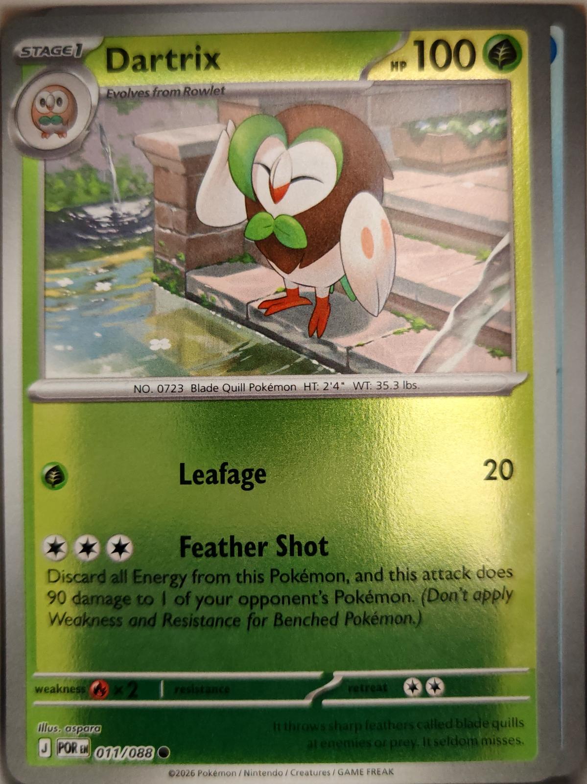 Dartrix - 011/088 - Reverse Holo - PERFECT ORDER - Pokemon - Common | AA04-88